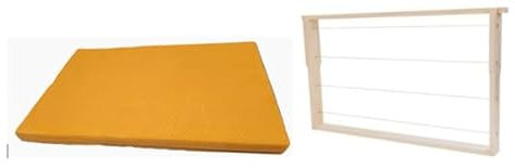 10 Zander Rähmchen inkl. 10 Stück Mittelwände Wachs / Rahmen Hoffmann-Seiten aus LINDENHOLZ; waagerechte Drahtung, Edelstahldraht und Messingösen, geleimt und getackert 477 x 220 mm