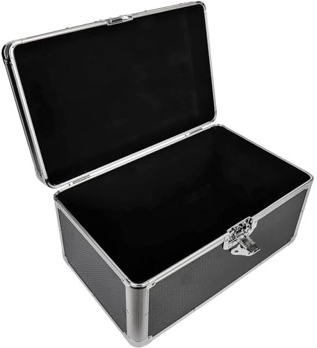 YORKING LP Storage Case 7 Case Aluminium Flight Case Lockable DJ Portable Carry Case Holds 200pcs Vinyl Record Albums Black