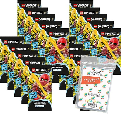 Bundle mit LEGO Ninjago Serie 9 Next Level Trading Cards - 20 Booster + Exklusive Collect-it Hüllen