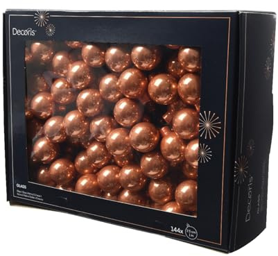 Boule d'arbre de Noël en verre cuivre 2,5 cm grappe de 12 pièces - Varzi Noël depuis 1956 (12 touffes de 12)