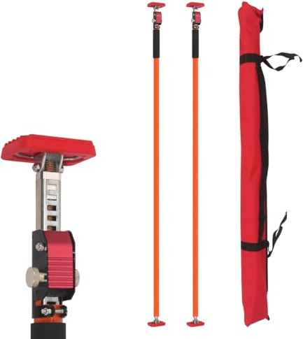 Mountlaser justerbar stödstång, 60 kg kapacitet, tredje handstödsystem, sträcker sig från 145 cm till 290 cm, stålstödstång för skåp installera laststänger, gipsväggsstöd, 2-pack