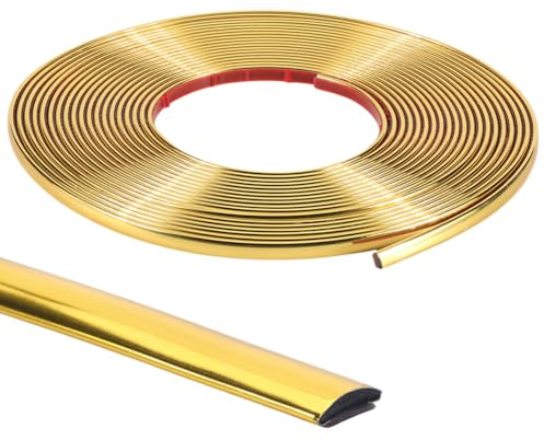 CRASPIRE 33Ft/10M Molding Trim Peel and Stick Gold Flexible Self Adhesive Waterproof Wall Mirror Corner Round Edge Tile Trim Ceiling Countertop for Floor Furniture Baseboard Border Door