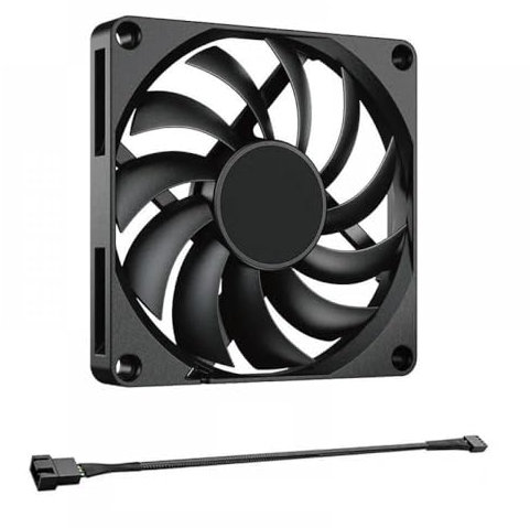 Compact Ultra-Thin PWM 80mm Temperature Controlled Computer Case Fan 10mm Thick PC Cooling Fan(1 Fan and Cable)