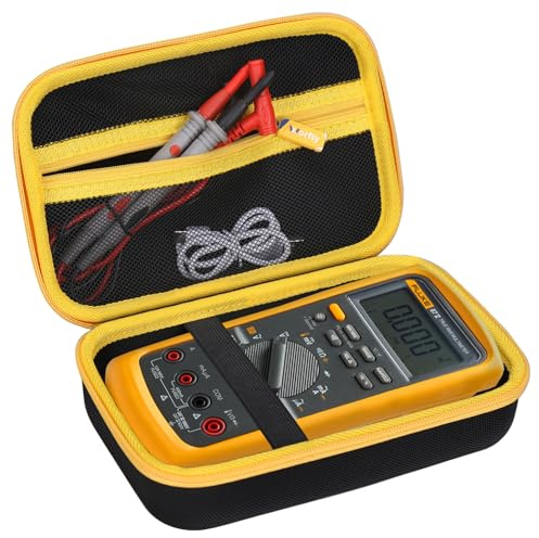 Case for Fluke 87-V/ 87V Max/ 77 IV/ 83V/ 88 Industrial Digital Multimeter, Large Capacity Storage Box Suitable for Most Industrial Digital Multimeters (Case Only) (Black-Yellow)