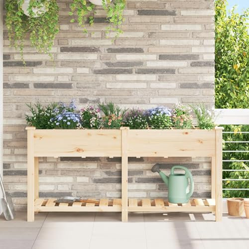 Brokky 42006581 Piantana da Giardino con Griglie 161x43x76 cm in Legno Massello di Abete Fioriera/Aiuola Rialzata da Esterno Balcone Orto Letto Rialzato da Giardino per Piante in Legno Abete
