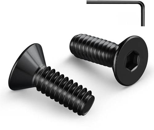 Zuyya 20 Stück Senkkopfschrauben M6 x 20 mm Schwarze Schrauben Edelstahl | Innensechskant Antrieb, Edelstahl A2 V2A Schrauben, Senkschrauben Vollgewinde mit Innensechskantschlüssel
