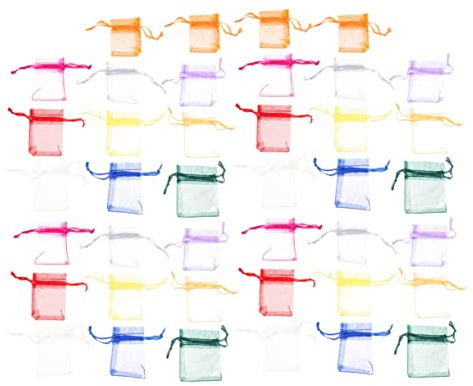 Happyyami 100 Kleine Organza Säckchen 7x9cm mit Kordelzug Schmuckbeutel für Hochzeiten Vielseitige Geschenktüten für Partys und Geburtstagsfeiern Zufällige Farbe