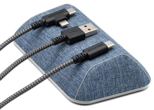 Smartish® Magnetischer Kabelhalter - Größerer Kabel-Wrangler-Organizer mit Magnet-Clips für Ladekabel-Management auf Schreibtisch, Nachttisch - Hält 6+ Kabel - Blue Jeanie