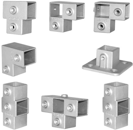 YAKUFAST Connettore for tubo quadrato 20X20mm, raccordo for tubo a gomito con fibbia fissa, flangia con sede quadrata in acciaio, giunto for tubo quadrato(20x20mm-jiao3T)
