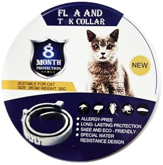 Cat Collar, 38cm, 8-Month Protection, Water-Resistant, Allergy-Free