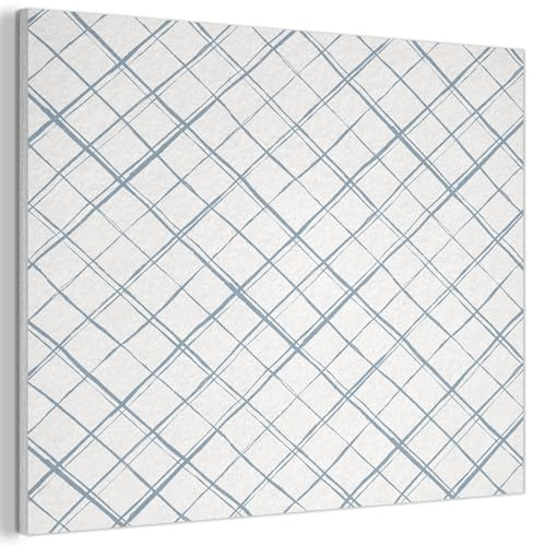 MuchoWow© Filz Bild als Akustikpaneele 70x50 cm Schlafzimmer Bilder Wand Deko Wohnzimmer Modern Wanddeko Schallschutz Akustikbild Abosrber Raster - Blau - Muster
