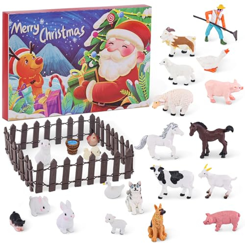 Christmas Advent Calendar 2025 24 Days Christmas Countdown Calendar Animals Dogs Farm Christmas Calendar for Small Children Boys Girls