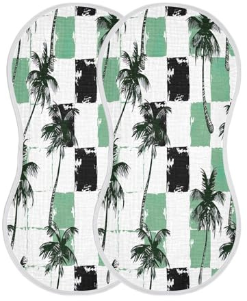 YETTASBIN Palm Tree Muslin Baby Burp Cloth, Super Soft Absorbent Cotton Burp Rag Baby Bibs Feeding Cloth for Newborn Boys Girls Registry Gift, 1 Pack