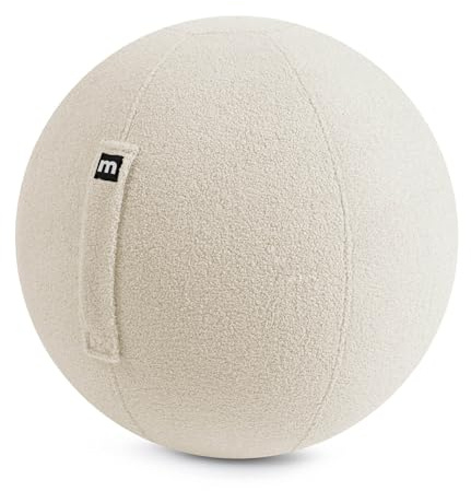 mokebo ergonomischer Sitzball 'Der Runde' mit Pumpe, Pezziball, Yogaball oder Gymnastikball mit Teddybezug, 65cm Breite, Bürostuhl Alternative für Zuhause & Büro in Natur Beige