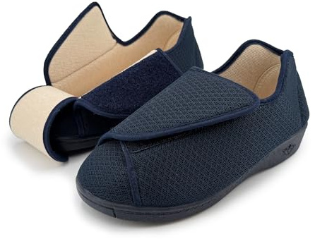 STRAPPO SOFT Chaussons Femme À Scratch Grande Ouverture Antidérapants Confort Orthopédiques Grande Largeur Pour Pieds Gonflés Pieds Sensibles Diabétique Usage Maison