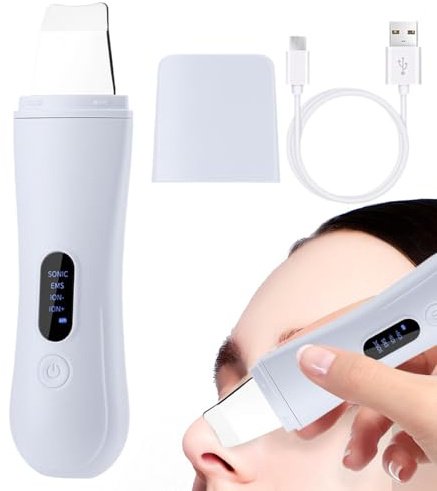 Exfoliador Facial 4 Modos de Espátula Ultrasónica Recargable y Portátil | Limpiador Facial Eléctrico Para Chicas, Mujeres, Salón, Vacaciones, Diario, Noche, , Festival, Boda, Hogar,