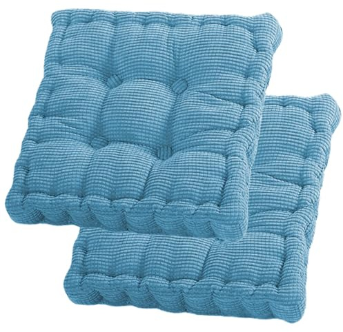Set di 2 cuscini da pavimento, 40 x 40 cm, imbottitura in cotone, spessi, per yoga, letto per animali domestici, per interni ed esterni, blu