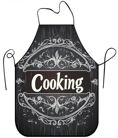 Delantal de cocina elegante vintage, delantal de cocina decorativo negro para cocina casera, elegante regalo culinario para adultos, Negro, 24x31 Inch