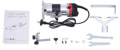 Fresatrice elettrica da 800 W, 30000 giri/min, fresatrice professionale, per la lavorazione del legno, con base trasparente e guida per il dressing, 9 x 8,5 x 20 cm, nero, argento