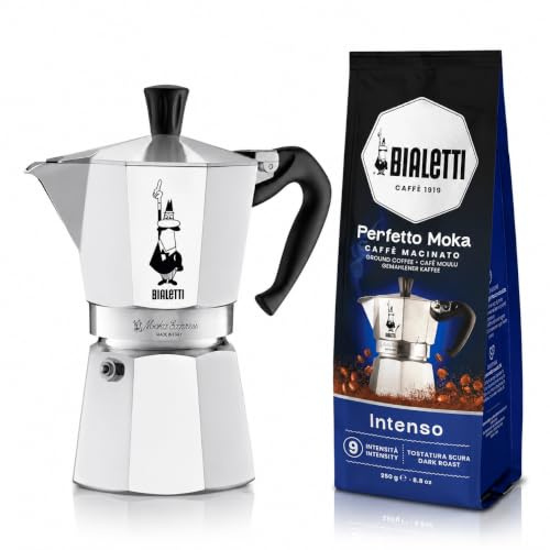 Bialetti Set Moka Express in Alluminio e Caffè Macinato Intenso