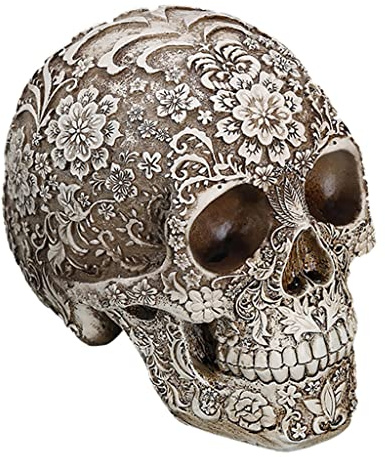 Gazechimp Menschlichen Schädel mit Blumen - Modell, Haus Tisch Ornament Halloween-Dekor