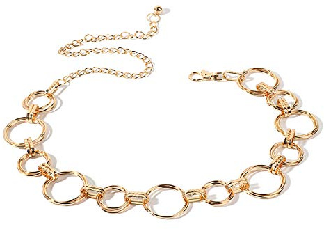LumiSyne Moda Cintura a Catena Per Donna Catena Della Vita Oro Argento Lucido Anello In Metallo Fibbia Regolabile Catena Per Il Corpo Cintura Abito Per Festa Nozze Quotidiano(Oro)