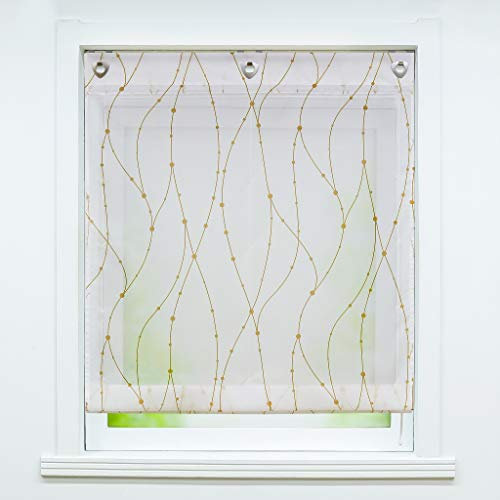 Joyswahl Voile Ösenrollo transparentes Raffrollo ohne Bohren mit Druck »Lu« Schals Fenster Gardine mit Hakenaufhängung, ohne Bohren BxH 100x140cm Taupe 1 Stück