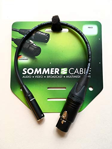 Sommer Cable – Adapter Audio SC Goblin Mini XLR 3 Rean / XLR 3 Neutrik NC3FXX-BAG, für Blackmagic Pocket, Video Assist 4K - 0,75m Schwarz - Made in Germany by Sommer