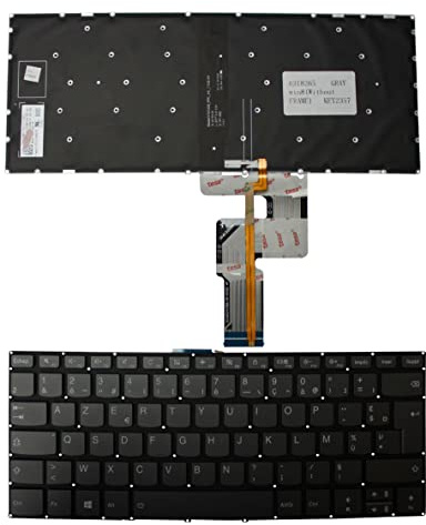 Keyboards4Laptops Française Rétro-éclairé Gris Clavier pour Ordinateur Portable (PC) de Remplacement Compatible avec Lenovo IdeaPad 330-14IKB D