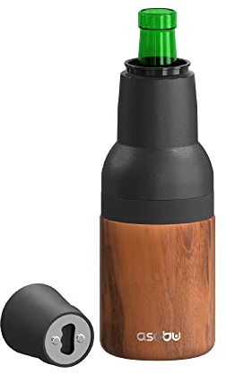 Asobu Frosty Beer Holder 2 Go Vacuum Insulated Double Walled Stainless Steel Beer Can and Bottle Cooler with Beer Opener, Bpa Free, Fits Standard 12oz Bottles & Cans, Gift for Beer Lovers