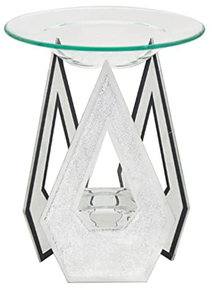 Lesser & Pavey Diamond Shape Glass Oil Burner Tealight Holder White