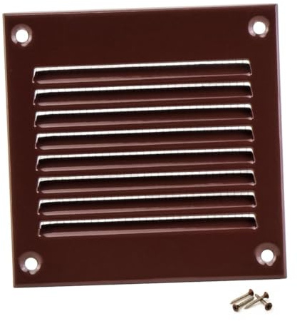 Marron 100x100 mm Rejilla de Ventilacion con Mosquitera, Metalica