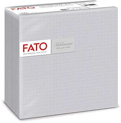 Fato - Servilletas de Papel Secas, Airlaid, Efecto Textil, Paquete de 50 Servilletas, Formato 40x40 dobladas en 4, Decoración Shade Silver