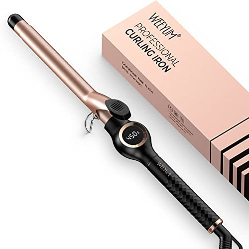 19mm Curling Tongs， Curling Iron 3/4 Inch Barrel, Long Barrel Curling Wand for Hair, Ceramic Tourmaline Hair Curling Iron Dual Voltage