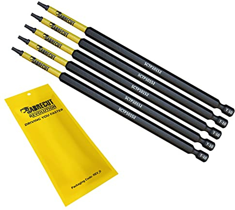 SabreCut 5pcs SCTP10152_5 152mm T10 TX10 Inserti impatto Robusto | Punte forgiate e acciaio torsionale trattato migliorano resistenza agli urti, durata e riducono rotture