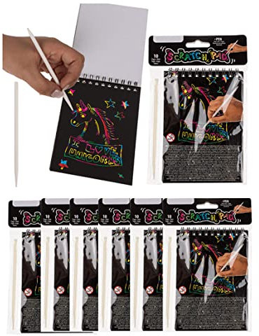 6X Kratzpapier Block für 10 Kratzbilder inkl. Kratzstab - tolles Give Away, Mitgebsel …