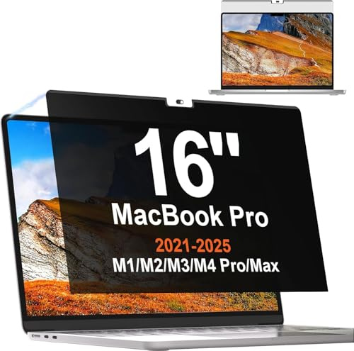 Mamol Magnetic Privacy Screen Protector for MacBook Pro 16 Inch (2021-2025, M1-M4), Removable Vacuum Adsorption Anti Spy,Anti Glare Anti Blue Light Filter for MAC Laptop