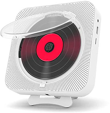 wiedao CD Player with Bluetooth, Wall Mountable CD Player, LED Screen CD Player, 3.5mm Headphone Jack, Supports CD/Bluetooth/FM/U Disk/SD Card/AUX