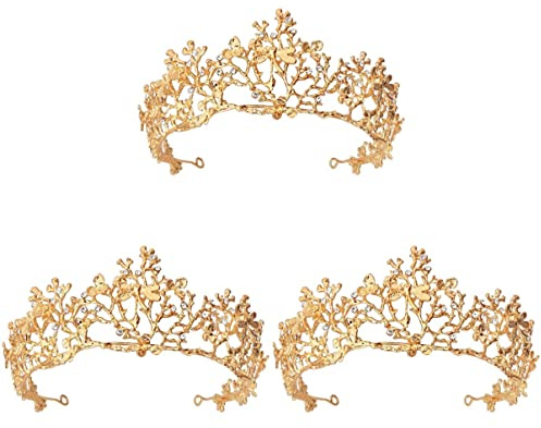 TOYANDONA 3pièces Vintage Doré Pour Mariage Couronne Et Délicate Pour Mariée Accessoire De Fête Et Décoration Nuptiale