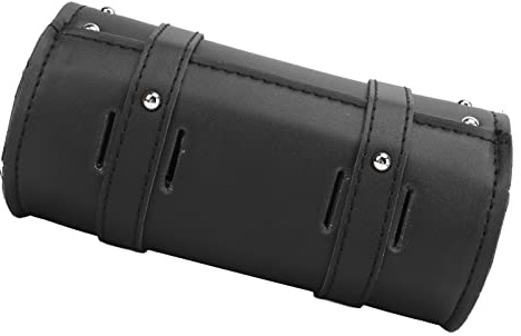 1 Stück Motorrad-Werkzeugtasche Schwarz 2 Riemen Schnallenverschluss Werkzeug Wasserdichte Motorrad-Rolltasche für Motorräder PU-Leder-Gabeltaschen Lenker-Werkzeugtasche