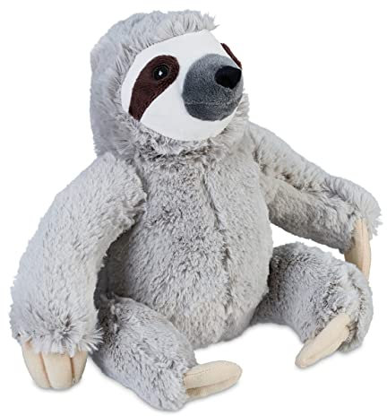 Relaxdays Faultier Türstopper, Stoff & Sand, Türpuffer für Boden, innen, HBT: 22 x 21 x 18 cm, Deko Türsack Tier, grau