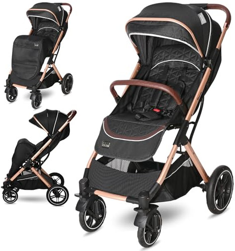 Lorelli Kinderwagen Storm, Sport Buggy klein zusammenklappbar, nur 9,3kg, kompakter Sportsitz bis 22kg, Baby Reisebuggy, Einhand-Klappsystem, schwarz