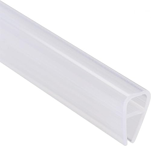 MACHSWON Frameless Glass Shower Door Sweep for 0.24inch(6mm) Glass, U Shape Door Bottom Side Seal Strip with 8mm Drip Rail, Bath Shower Screen Door Seal, 2M Long White