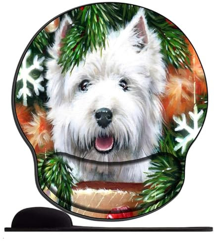 OfFsum Tapis De Souris avec Repose Poignet en Gel Yorkshire Terrier Chien de Noël Ergonomique Confort avec Repose-Poignet Gaming Mouse Pad pour Ordinateur et Ordinateur Portable