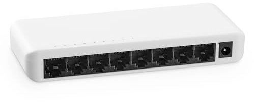 MokerLink 8 porte Gigabit Unmanaged Ethernet Switch, 8 porte 100/1000Mbps, splitter hub di rete per la casa e l'ufficio, switch di rete da tavolo e da parete in plastica