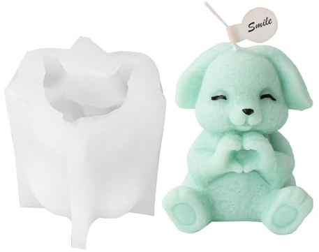 Moule en Silicone Lapin, Moule en Silicone Lapin de Pâques,Moules à Bougies Animaux Mignons 3D créatifs - Moules à Bougies en Silicone époxy antiadhésifs, pour Moulage de résine, Argile de