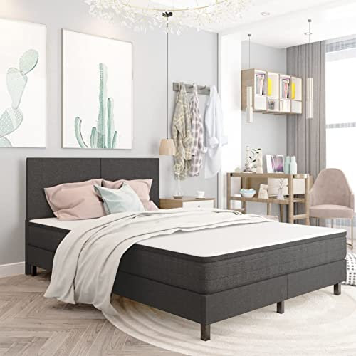 Rantry Boxspringbett Boxspring Bettgestell Bettrahmen Bettgestell Einzelbett | Doppelbett Rahmenbettgestell Gästebett Jugendbett Grau Stoff 140x200 cm Bett für Schlafzimmer