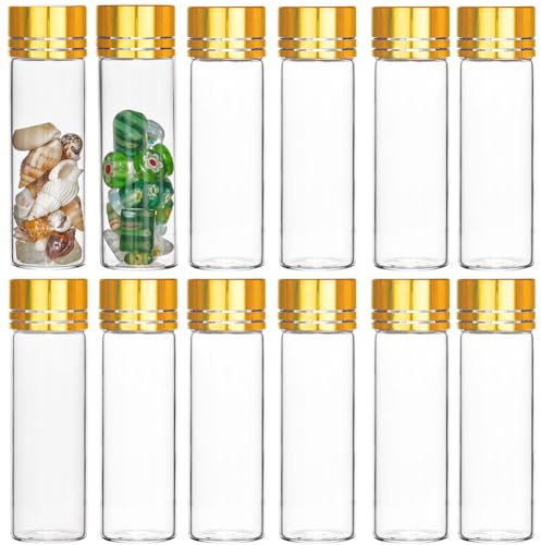 SUNNYCLUE 30 frasco Pequeño con Tapa de Rosca de Aluminio, Mini Botellas de Vidrio de 15 ml, Pequeñas Botellas de Cuentas de Vidrio, Frascos de Almacenamiento de Vidrio, Viales de Vidrio Transparente,