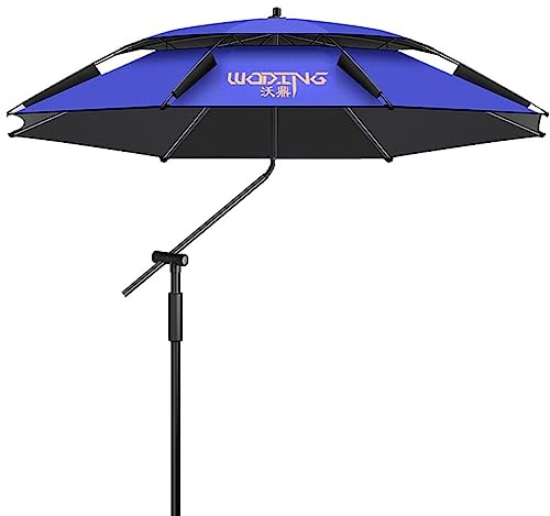 SKINCATE 260/240/220cm Großer Strandschirm, Sonnenschirm Angel Windfest UV-Schutz 50+, Angelschirm Neigbarer Mit Erdspieß, Sonnenschirm Für Reise/Camping/Wandern (Color : Lake Blue, Size : 240cm/8ft