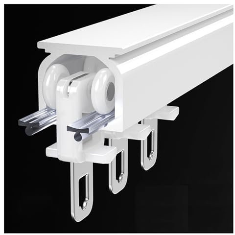 Schwerlast-Vorhangschienen 1 m-6 m Gardinenschiene, Vorhangschiene Aluminium, Decken- oder Wandmontage Vorhangstange, für Wohnzimmer, Schlafzimmer, Raumteiler(Color:White-Ceiling,Size:4.8m(4 * 1.2m))